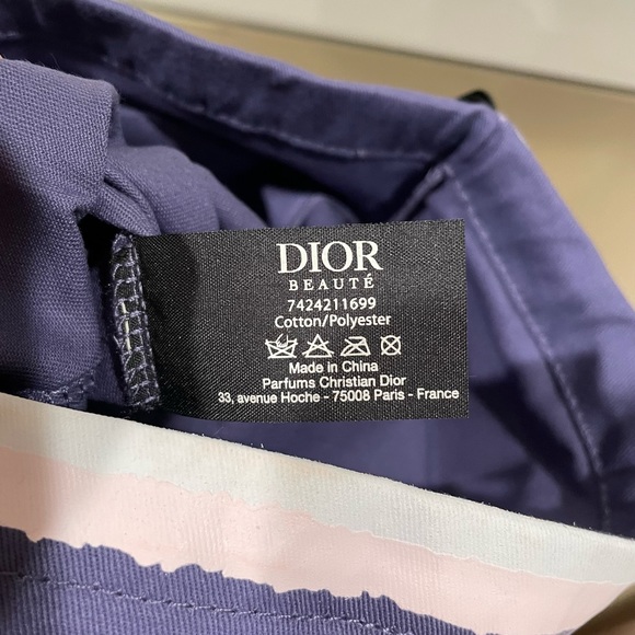 DIOR Drawstring Striped Summer Travel Pouch Bag Medium Size NEW - Picture 6 of 10